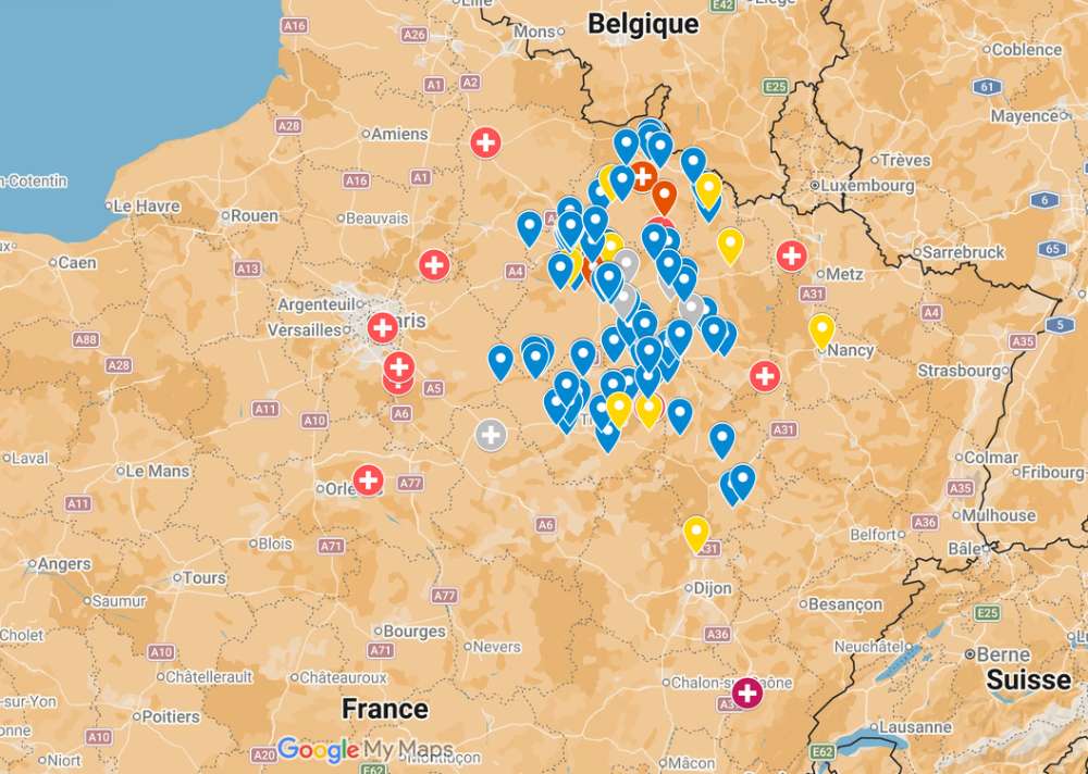Carte Google Maps rapatrieurs cliniques veterinaires point relais et centres de soins
